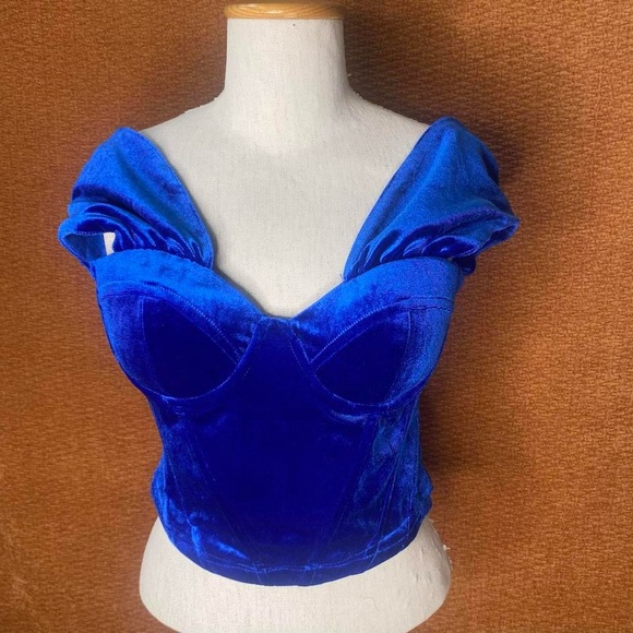 NWT Line & Dot Du Jour Crop Top in Sapphire, size S & L. - Picture 4 of 10